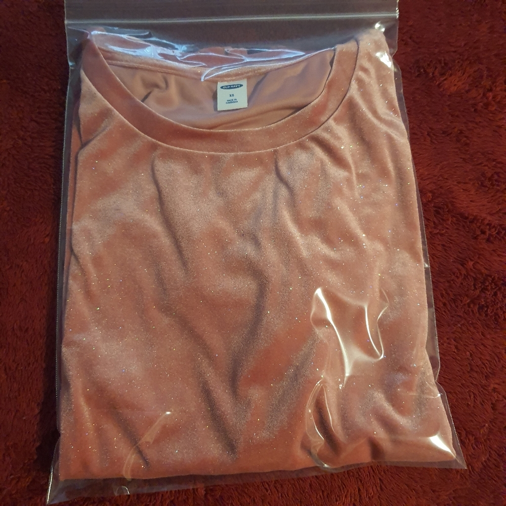Women's Old Navy Women's Top XS Pink Velvet Glitter - Picture 7 of 9
